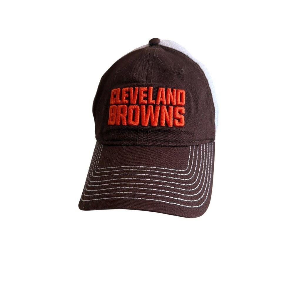 Cleveland Browns Fanatics Adjustable Trucker‎ Hat Brown & White Mesh Back